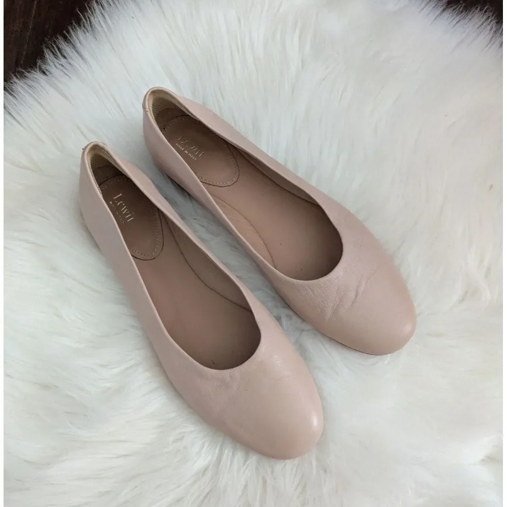 Lewit Leather Ballet Flats Pale Pink Round Toe 37.5 / 7